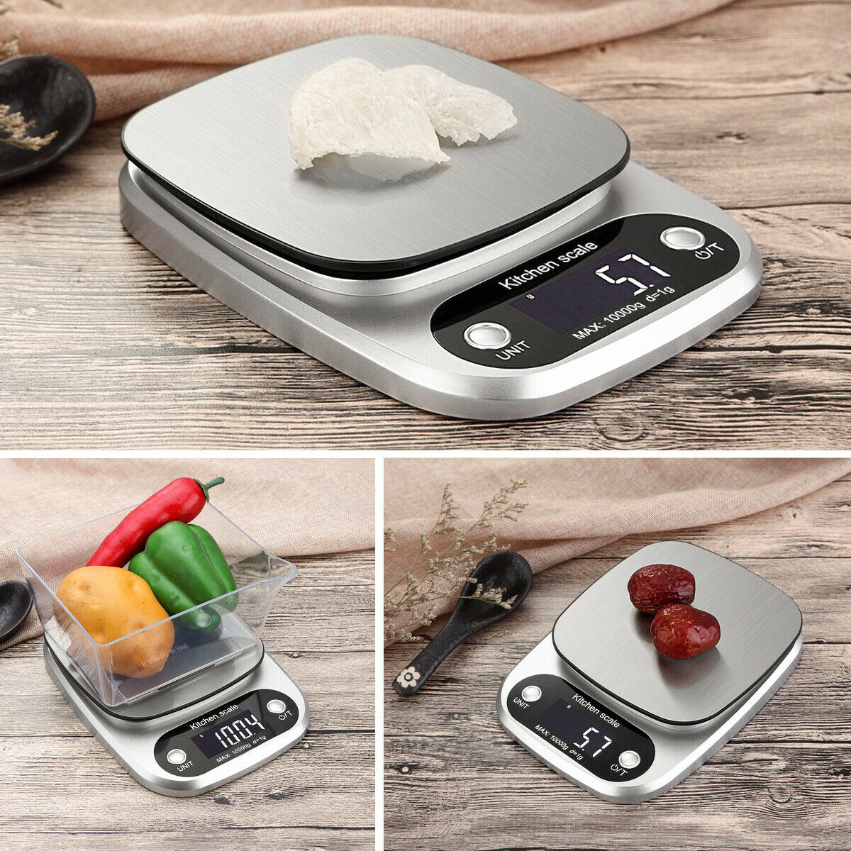 Digital Kitchen Food Diet Scale, Multifunction Weight Balance 22lbs Kitchen Scale Stainless Steel Weighing Scale For Food Diet Postal Balance Measuring