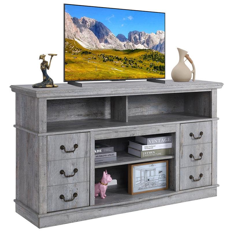 Vintage Home Living Room Wood TV Stand For Modern Entertainment Center Farmhouse