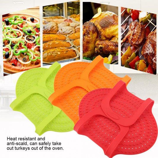 Barbecue Food Grade Silicone Heat Resistant Turkey Lifter Non Stick Poultry Cooking Mat Barbecue