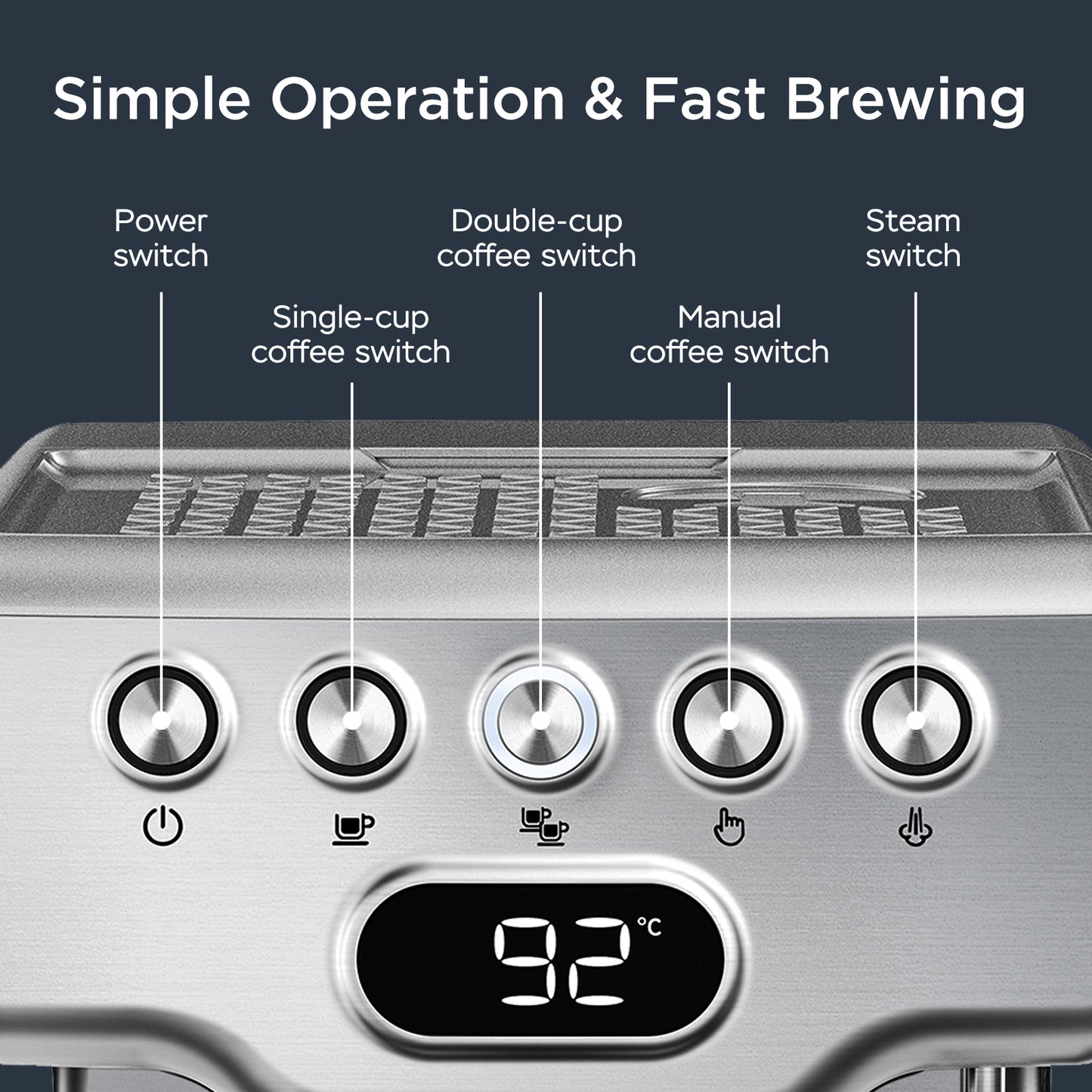 Espresso Machine, 20 Bar Espresso Machine With Milk Frothier For Latte, Cappuccino, Macchiato, For Home Espresso Maker, 1.8L Water Tank, Stainless Steel.