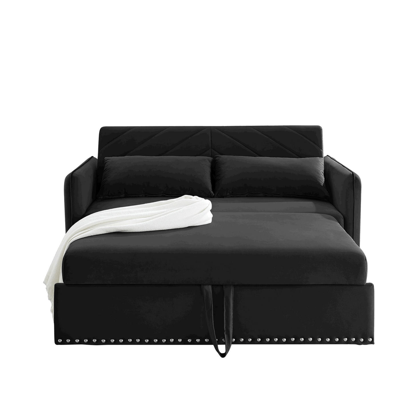 MH" Sleeper Sofa Bed w/USB Port, 3-in-1 adjustable sleeper with pull-out bed, 2 lumbar pillows and side pocket, soft velvet convertible sleeper sofa bed, suitable for living room bedroom