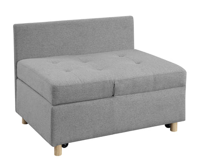 4-in-1 Convertible Sofas & Couches, Single Extendable Sofa with 6 Position Adjustable Back, Sofa Bed with 2 Pillows, Gray