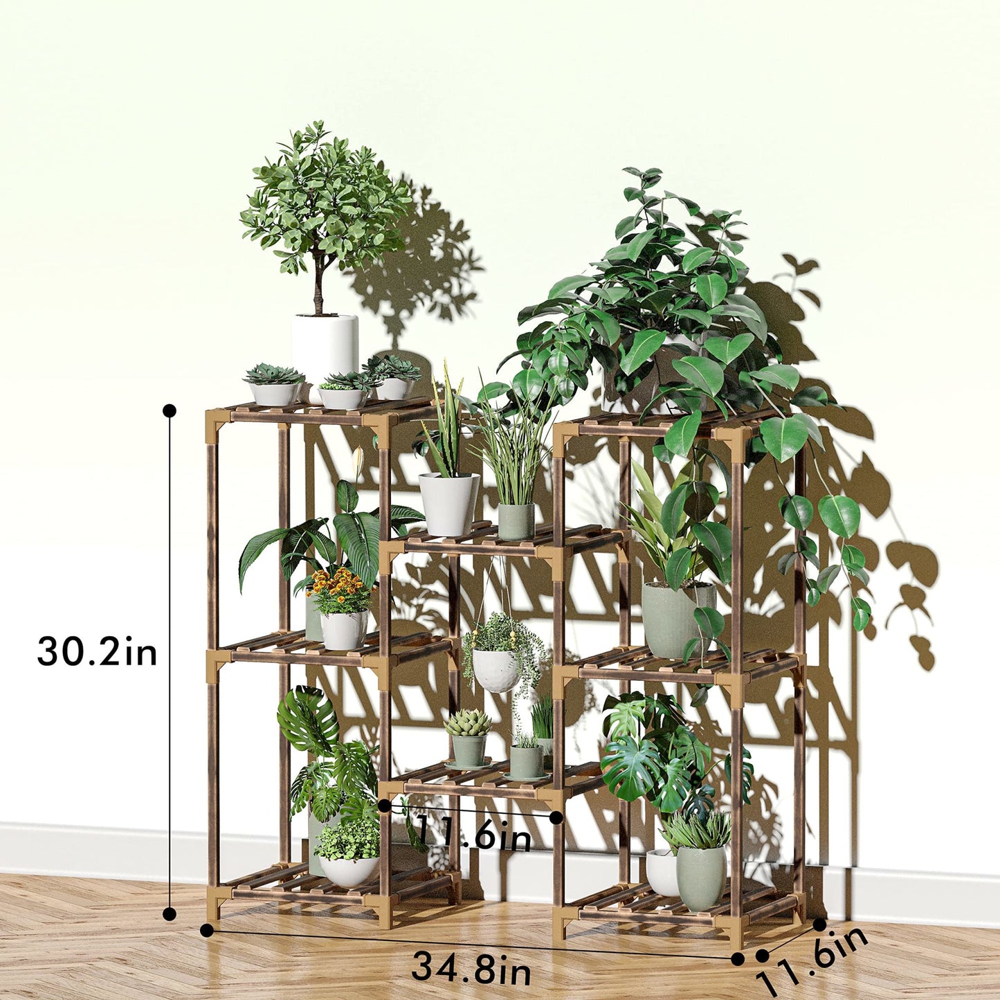 Plant Stand Indoor, Outdoor Wood Plant Stands for Multiple Plants, Plant Shelf Ladder Table Plant Pot Stand for Living Room, Patio, Balcony, Plant Gardening Gift