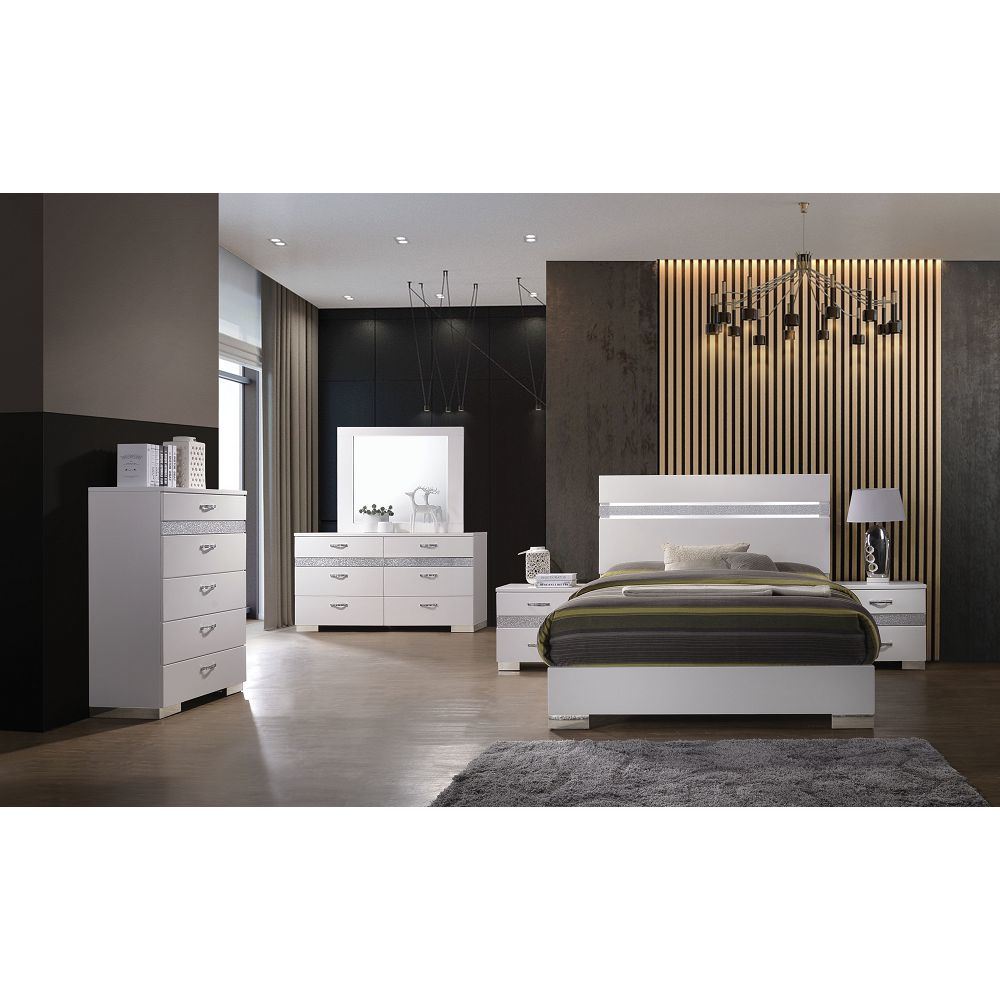 Naima II Nightstand in White High Gloss YJ