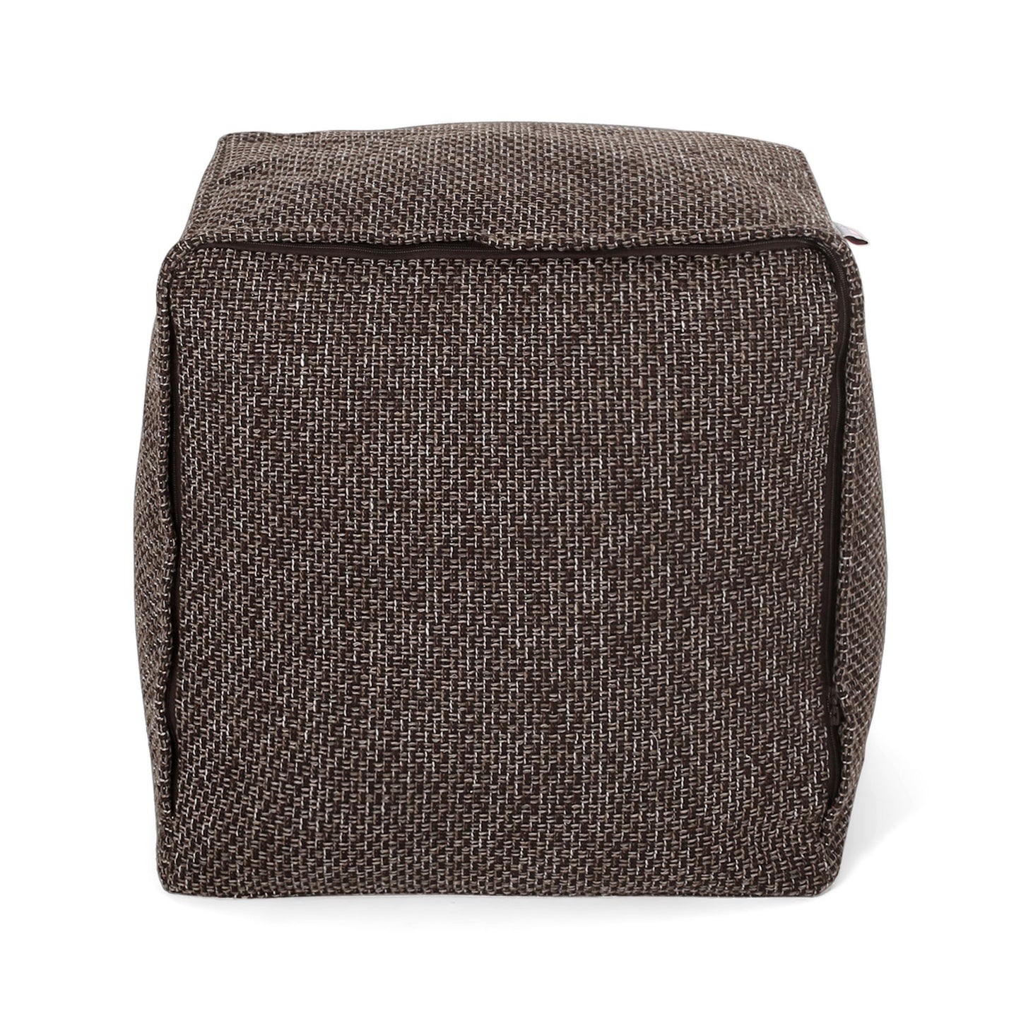 Naima Contemporary Fabric Square Pouf, Dark Brown