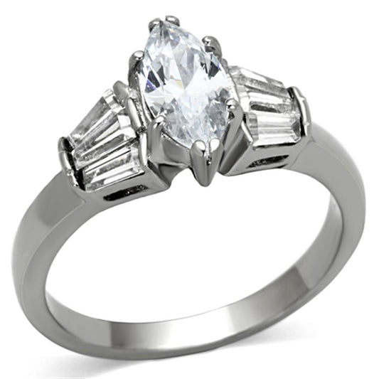 High polished Stainless-Steel Ring with AAA Grade CZ in Clear
