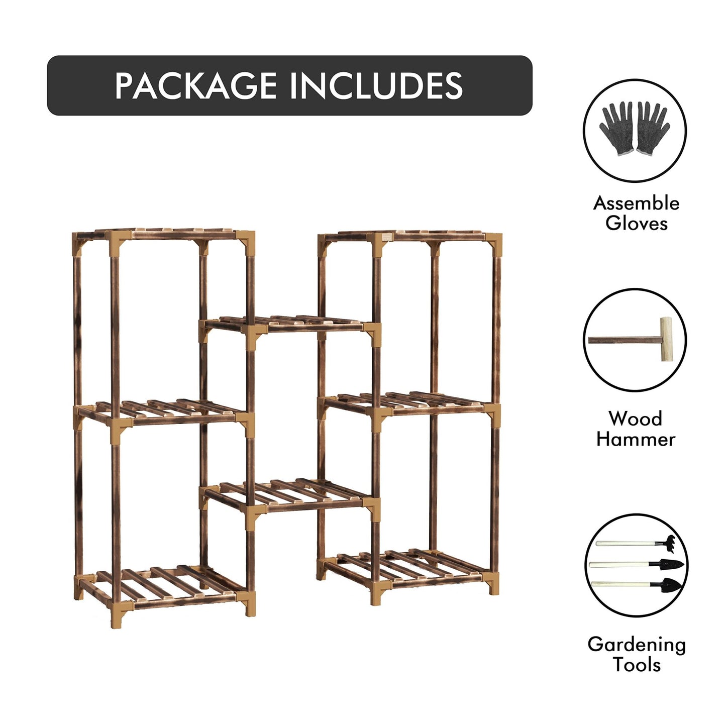 Plant Stand Indoor, Outdoor Wood Plant Stands for Multiple Plants, Plant Shelf Ladder Table Plant Pot Stand for Living Room, Patio, Balcony, Plant Gardening Gift