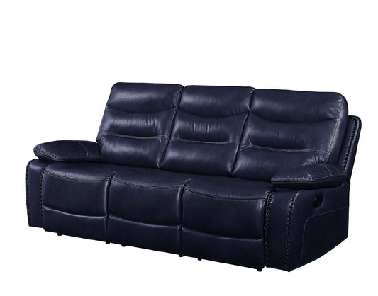 Aashi Contemporary Reclining Sofa, Navy Blue