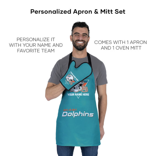 [Personalization Only] Dolphins Apron & BBQ Mitt Set
