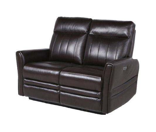 Sophisticated Motion Loveseat - Top-Grain Leather, Dual Power, Dark Brown