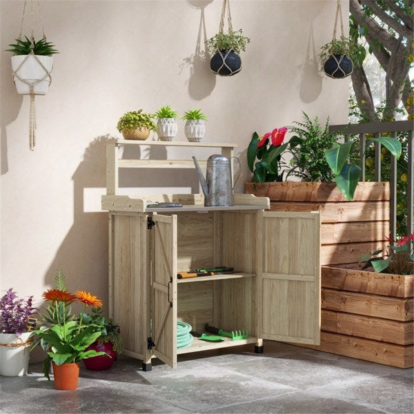 Potting Bench with Storage Cabinet