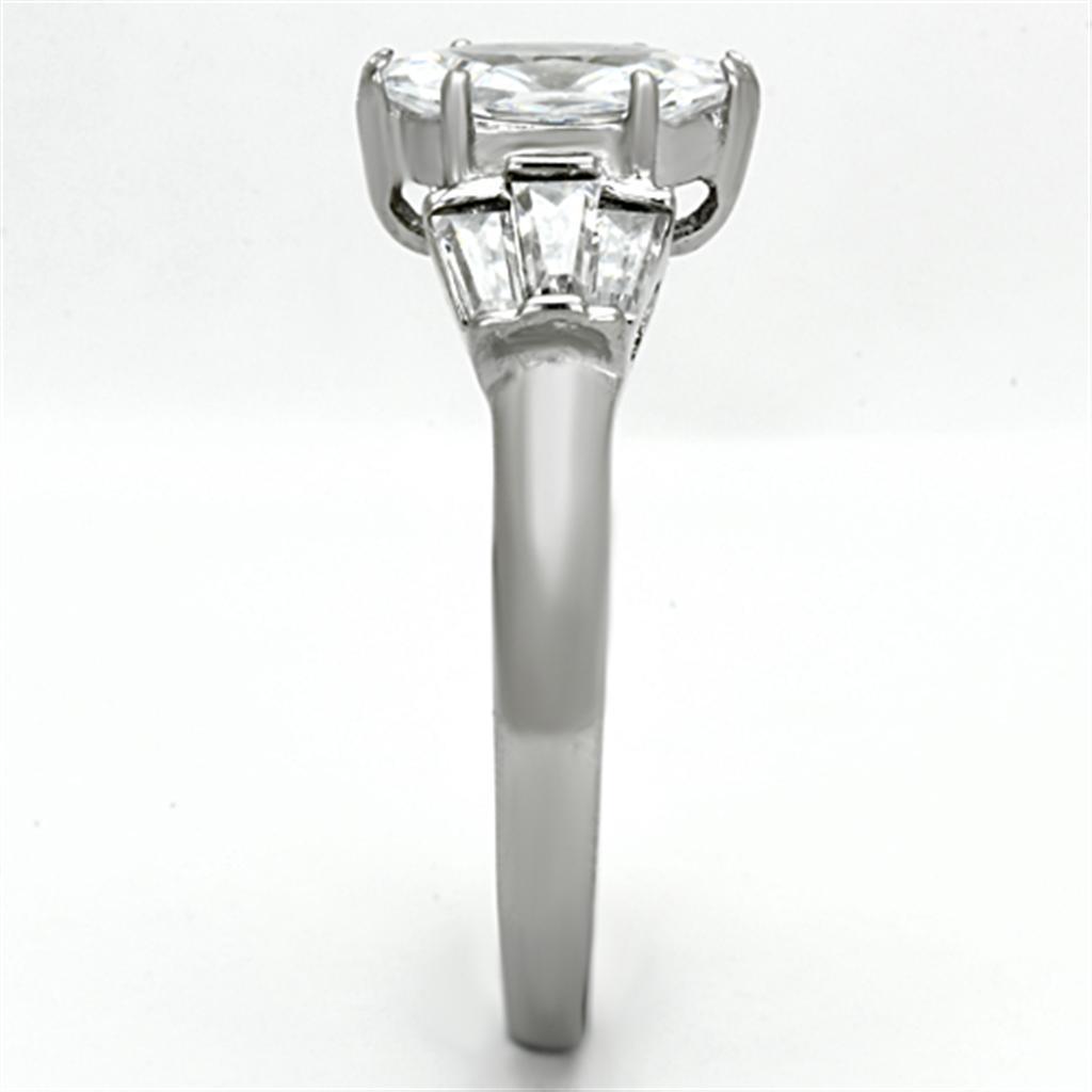High polished Stainless-Steel Ring with AAA Grade CZ in Clear