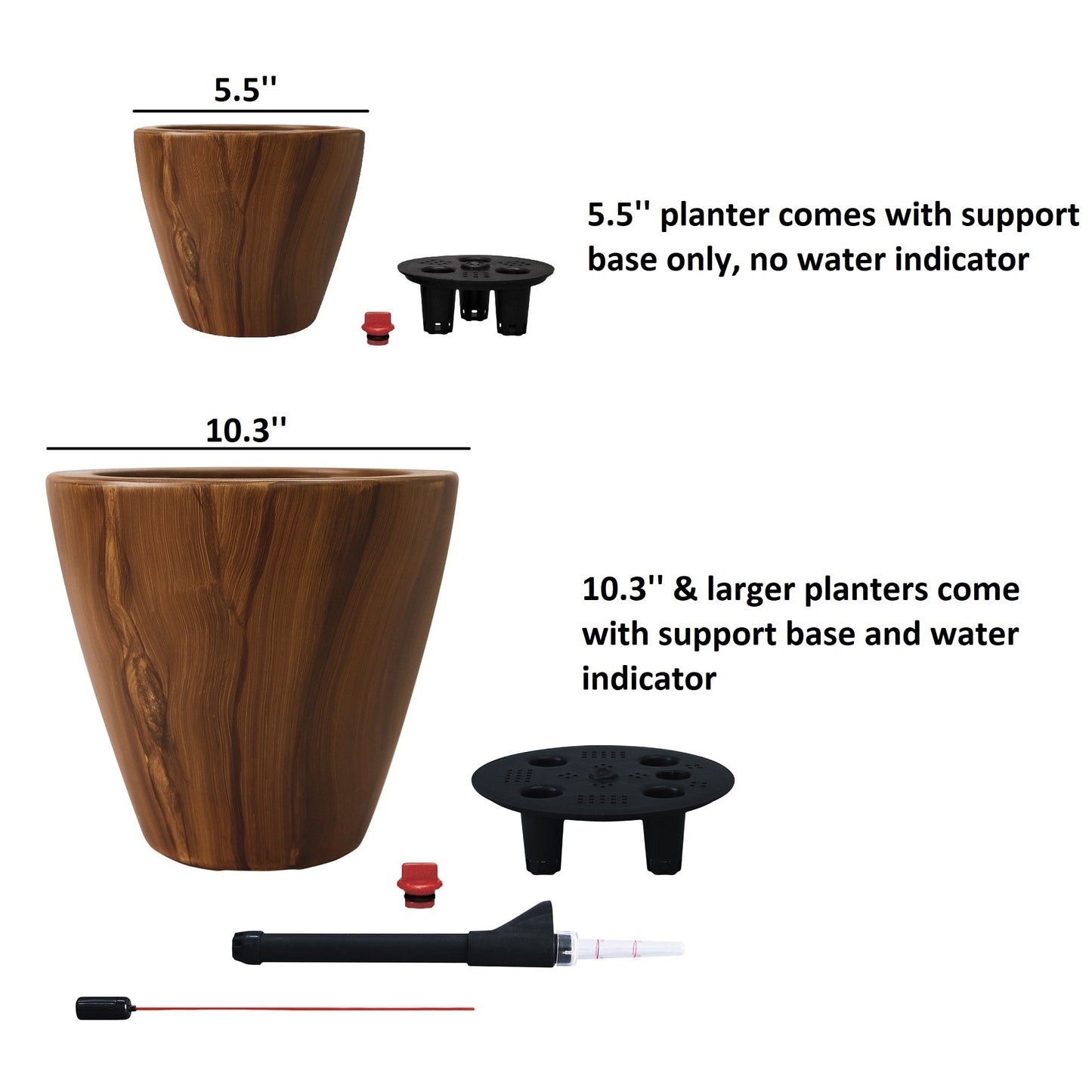 2-Pack 10 in.Dark Wood Plastic Self-watering Planter Pot