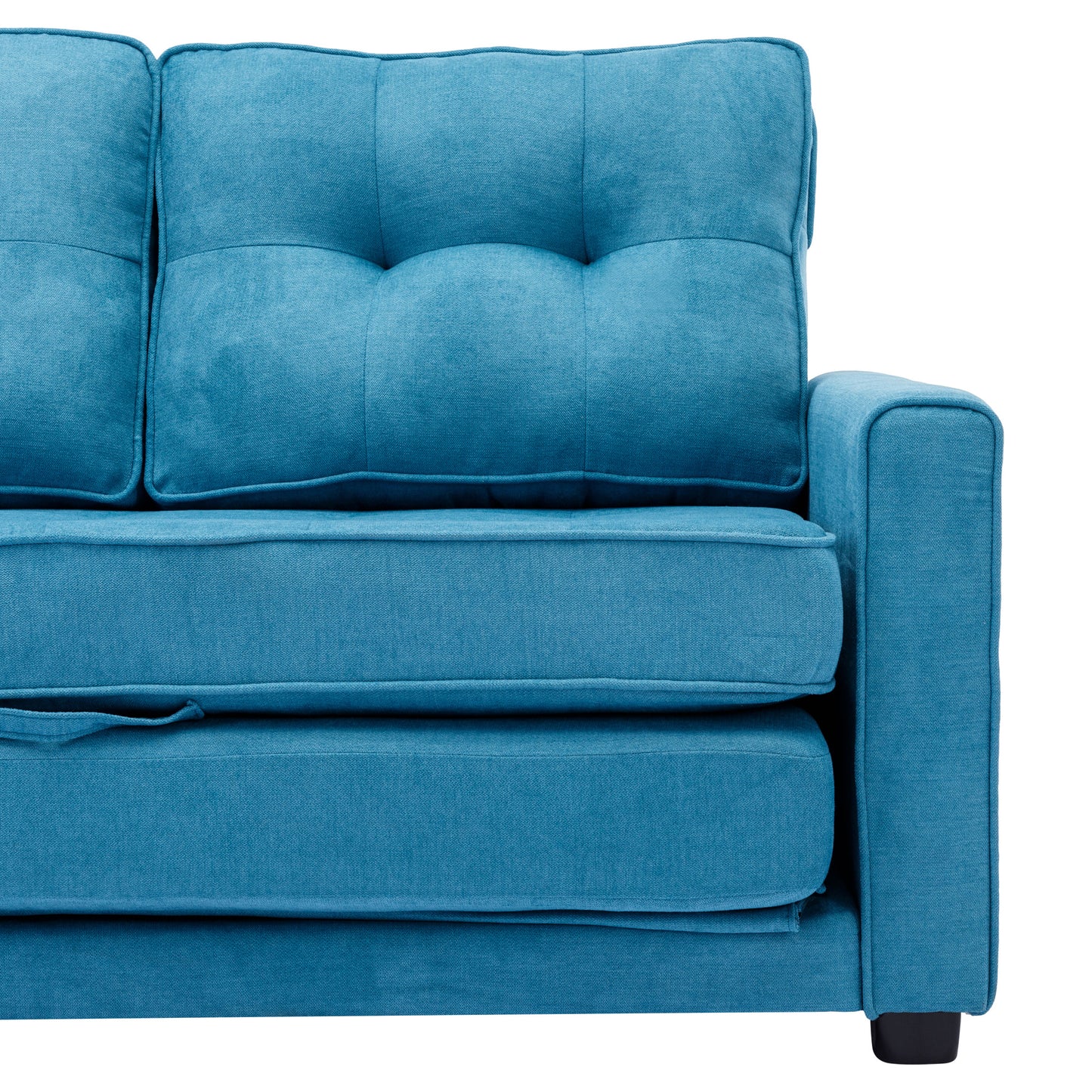 59.4" Loveseat Sofa with Pull-Out Bed Modern Upholstered Couch with Side Pocket for Living Room Office, Blue