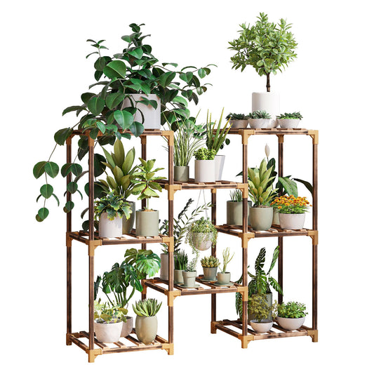 Plant Stand Indoor, Outdoor Wood Plant Stands for Multiple Plants, Plant Shelf Ladder Table Plant Pot Stand for Living Room, Patio, Balcony, Plant Gardening Gift