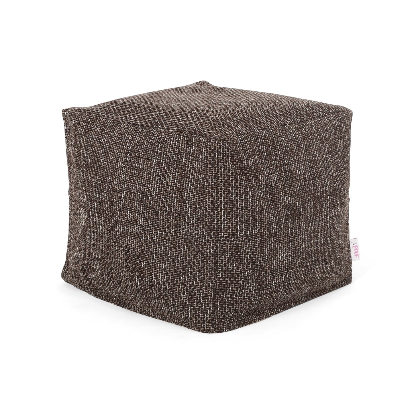 Naima Contemporary Fabric Square Pouf, Dark Brown