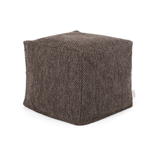 Naima Contemporary Fabric Square Pouf, Dark Brown