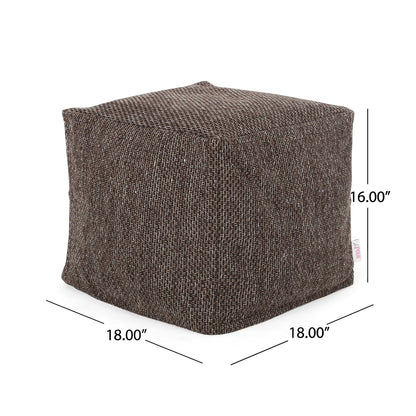 Naima Contemporary Fabric Square Pouf, Dark Brown