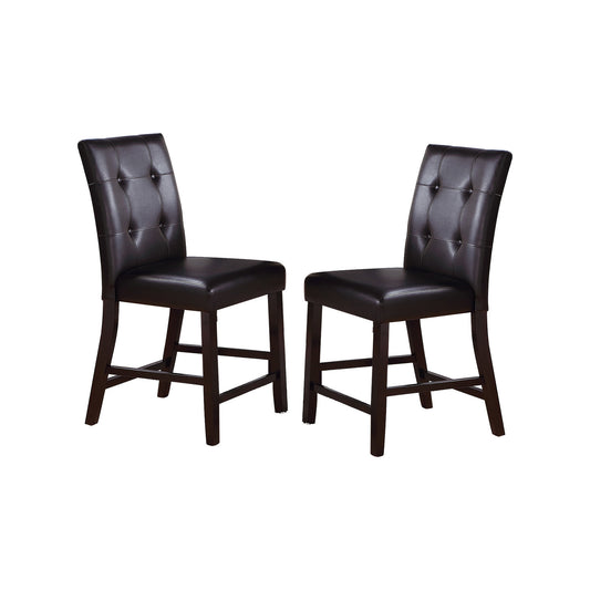Leroux Upholstered Counter Height Chairs in Espresso Finish, Set of 2