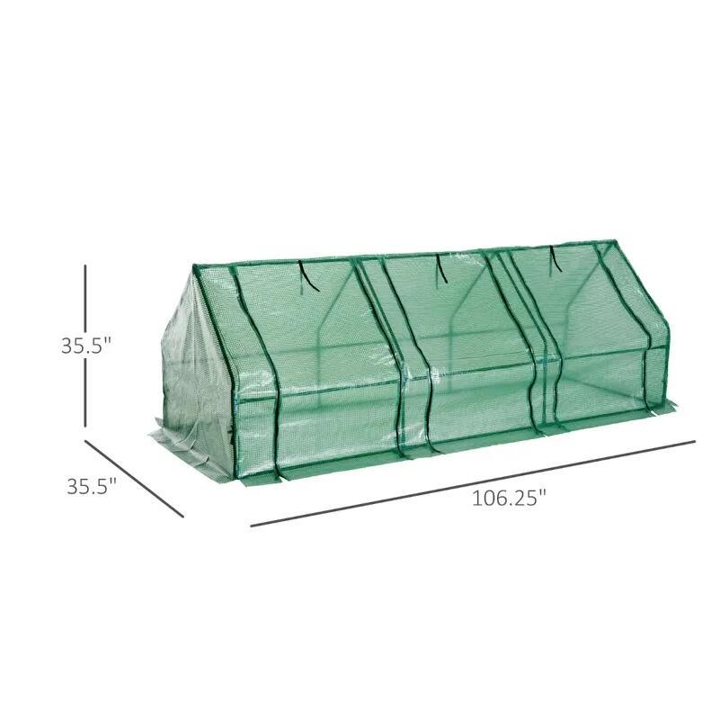 Portable Tunnel Greenhouse Outdoor Garden Mini Hot House with Zipper Doors & Water/UV Cover 9' L x 3' W x 3' H