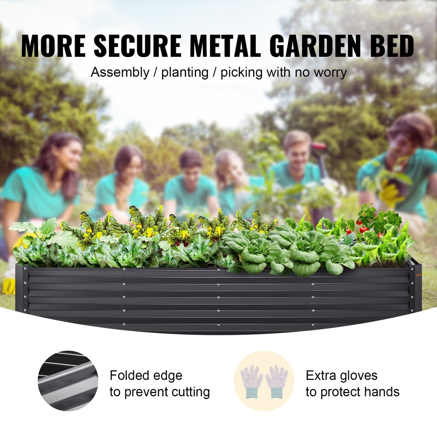 Outdoor Metal Raised Garden Bed Planter Box 8 x 4 x 2 (Feet)