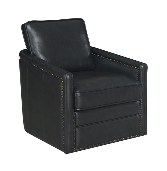 Rocha Leather Swivel Accent Chair (Black)