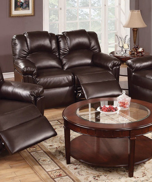 Motion Loveseat 1pc Couch Living Room Furniture Brown Bonded Leather