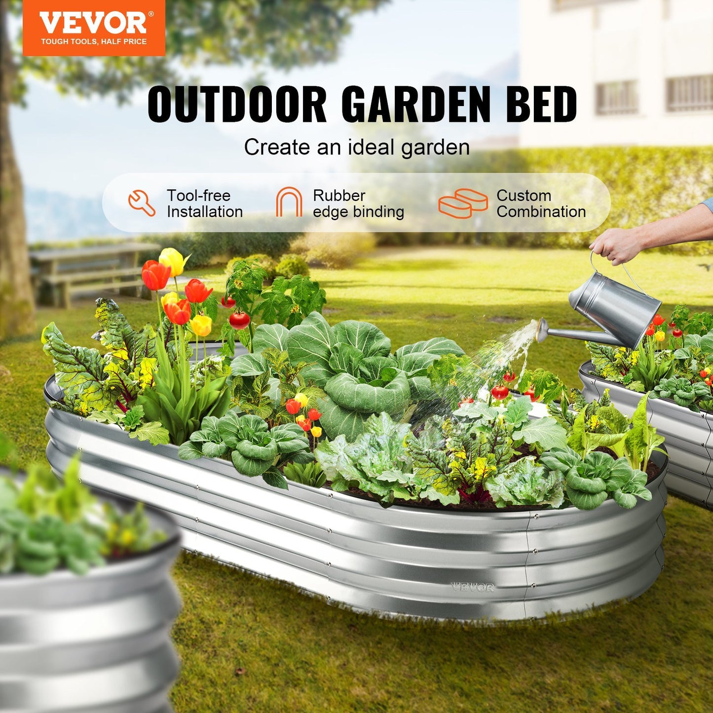 Raised Garden Bed, 6x3x1 foot Metal Planter Box for Growing Flowers/Vegetables/Herbs in Backyard/Garden/Patio/Balcony, Silver