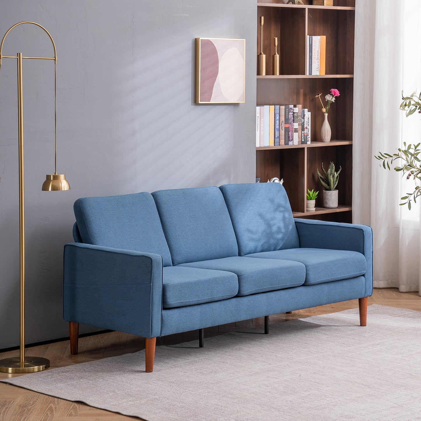 Double Seat Indoor Modular Sofa Navy Blue