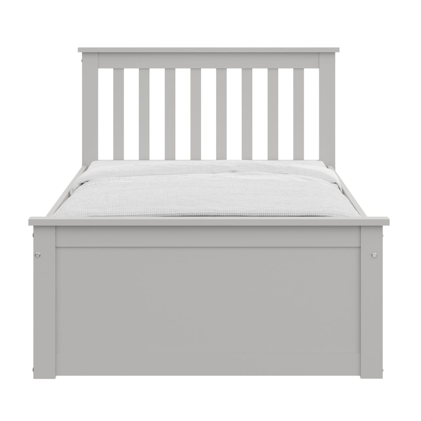 Gray Twin Bed with Trundle, Solid Wood Malibu Bed Frame with Twin Size Pull-Out Trundle for Kids and Toddlers