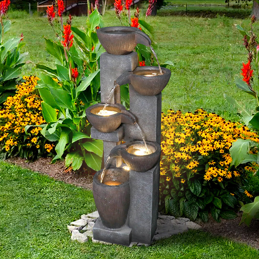 Outdoor Water Fountains with LED Lights for Garden Decor  Doba