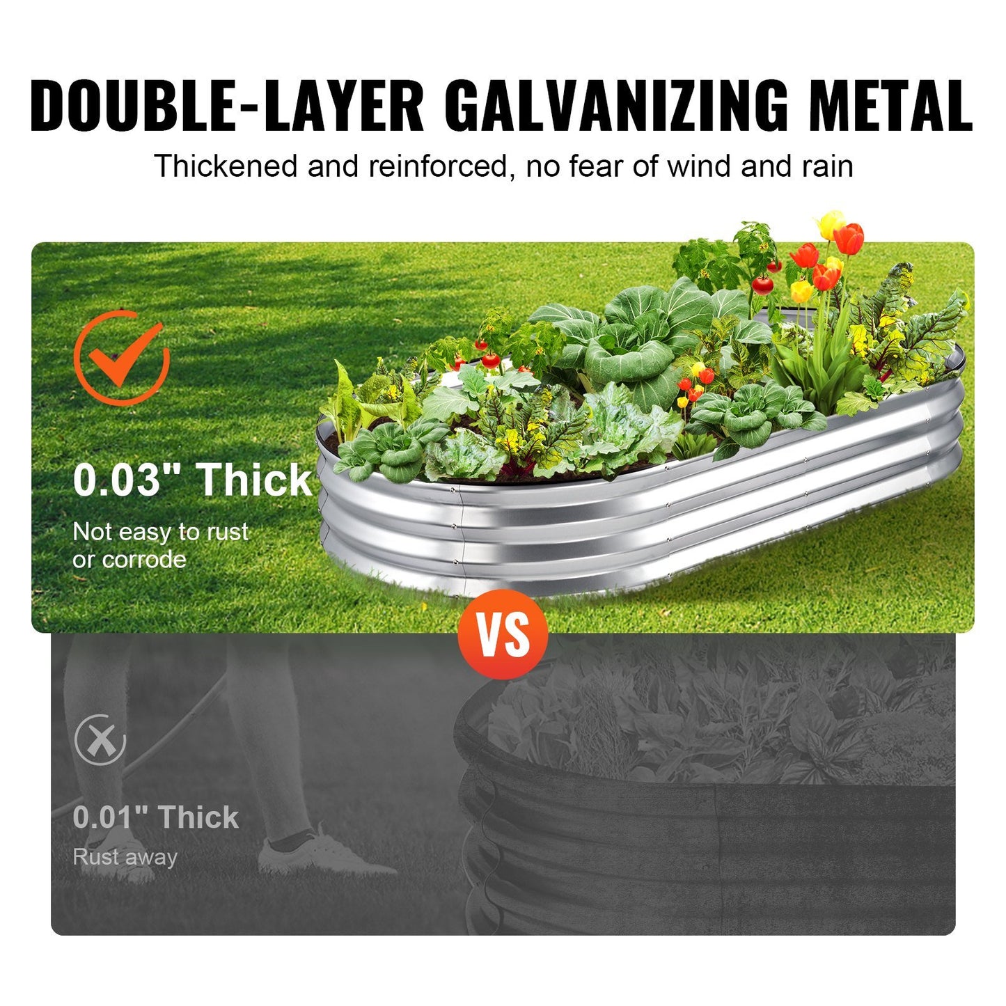 Raised Garden Bed, 6x3x1 foot Metal Planter Box for Growing Flowers/Vegetables/Herbs in Backyard/Garden/Patio/Balcony, Silver
