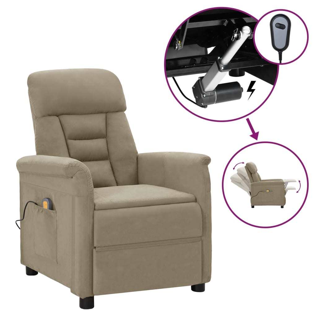 Massage Recliner Light Gray Faux Leather