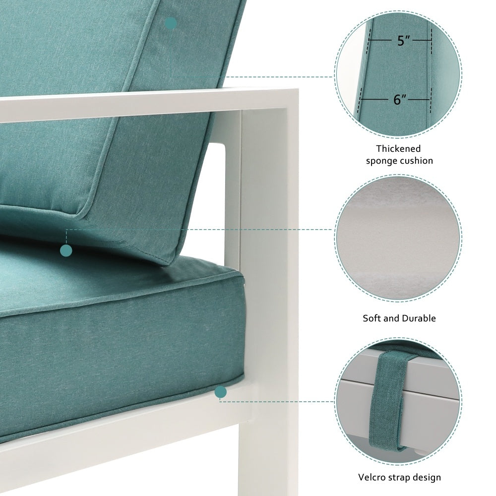 Aluminum Patio 3-Seater Green Outdoor Sofa