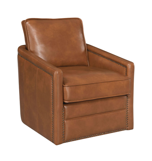 Rocha Leather Swivel Accent Chair (Brown)