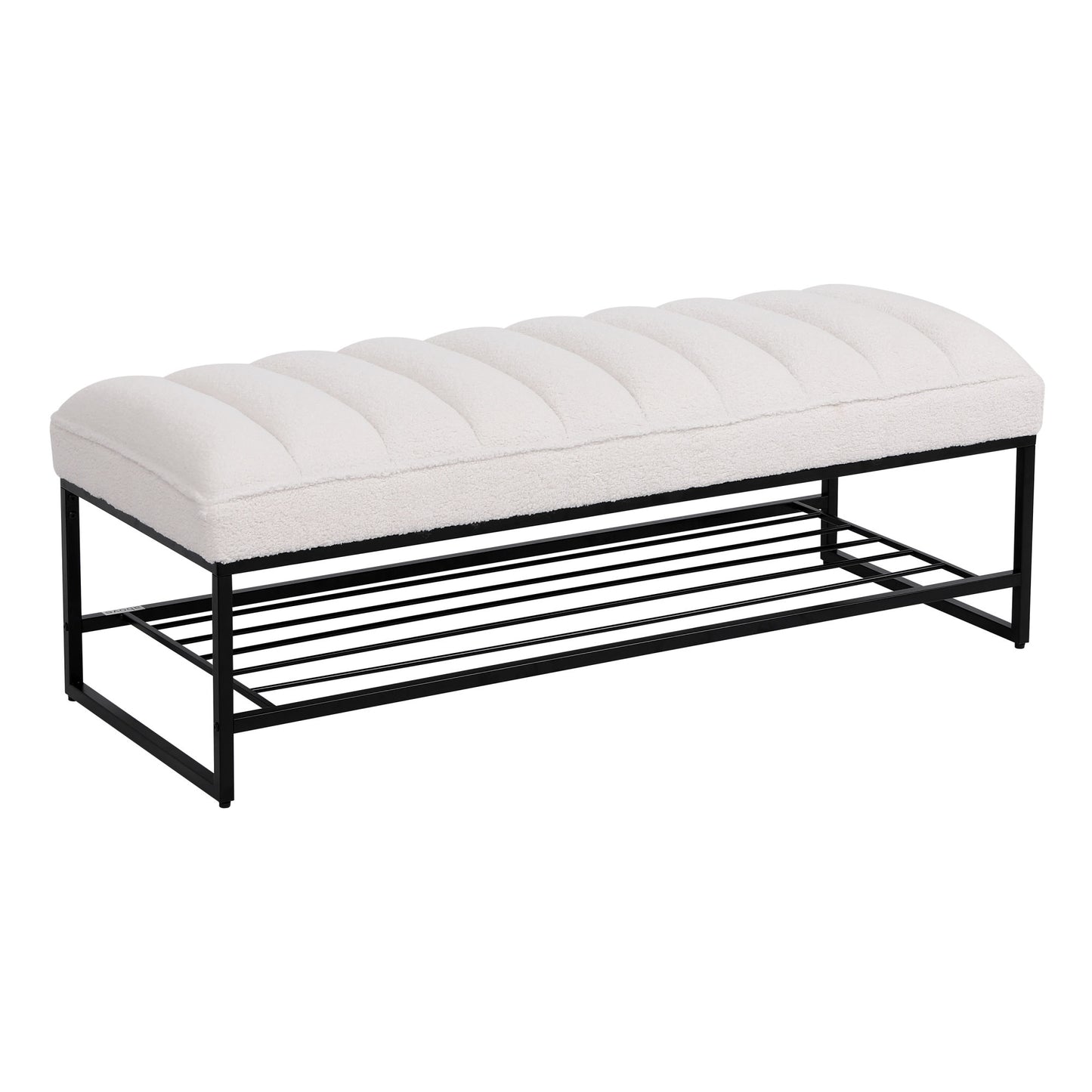 White Sherpa Upholstered Benches