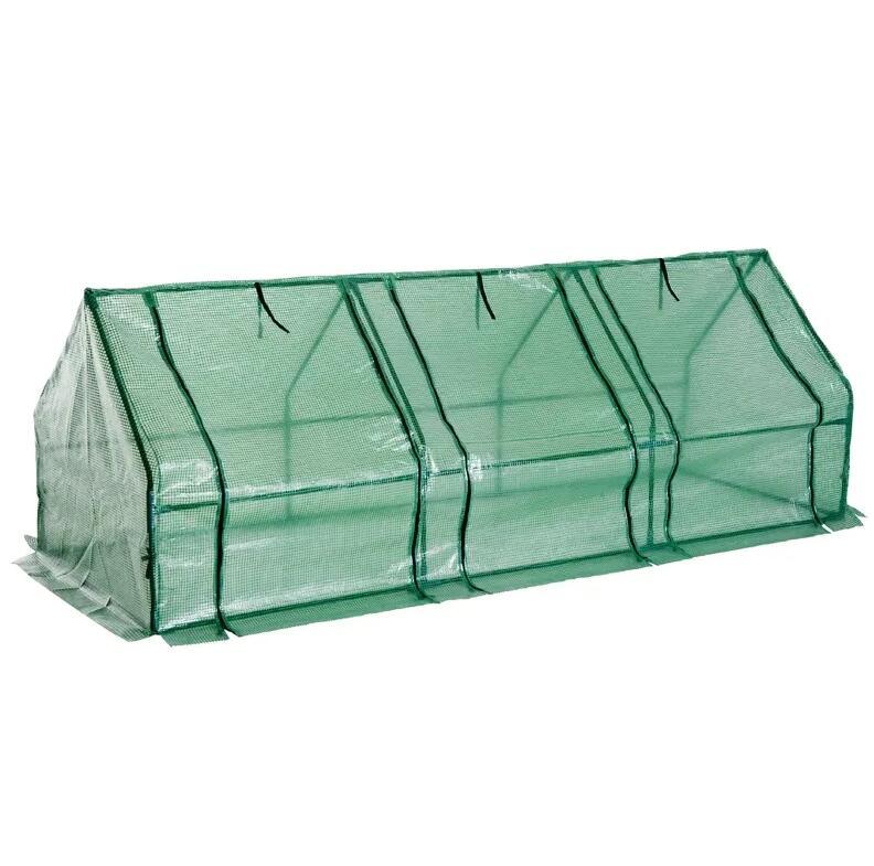 Portable Tunnel Greenhouse Outdoor Garden Mini Hot House with Zipper Doors & Water/UV Cover 9' L x 3' W x 3' H