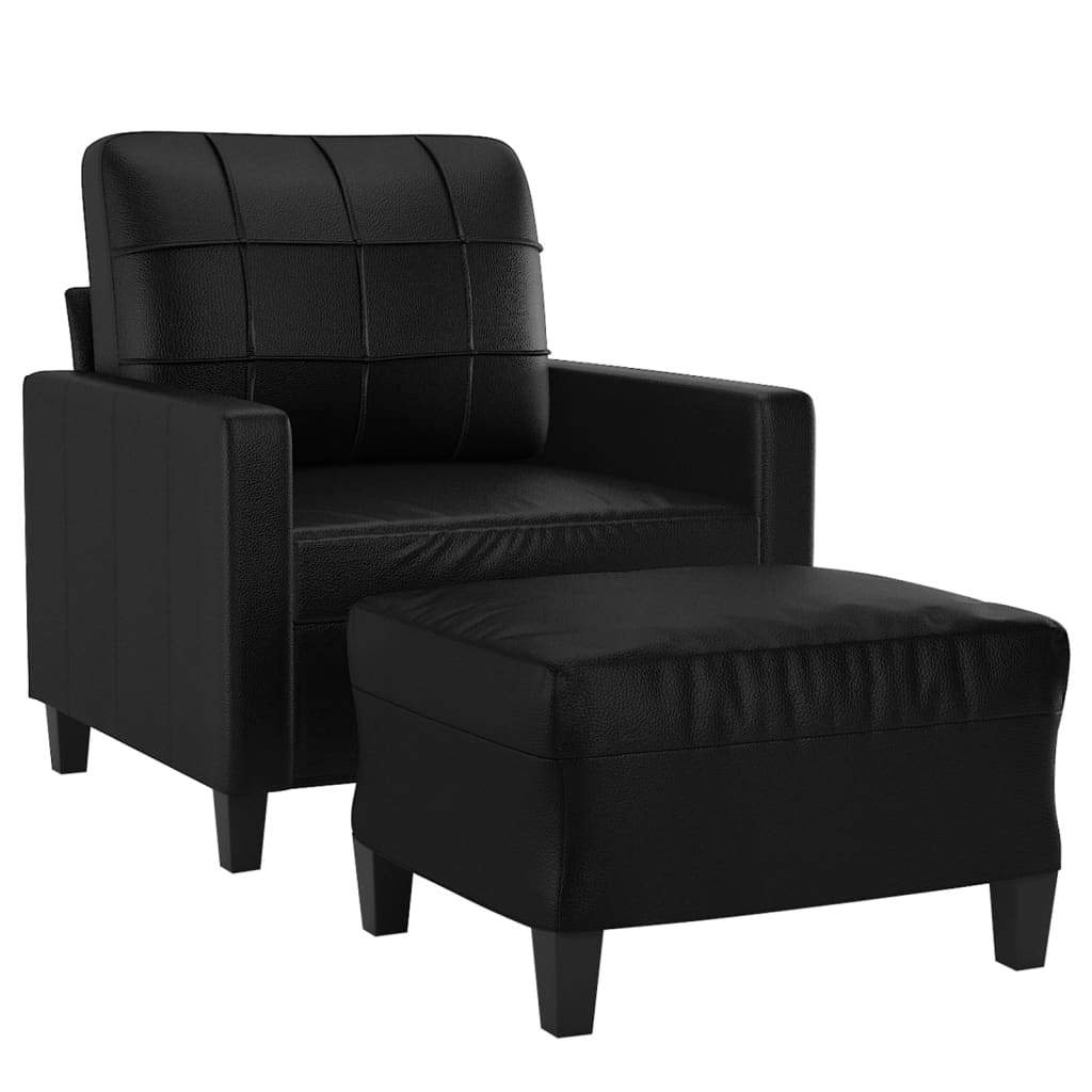 Sofa Chair with Footstool Black 23.6" Faux Leather
