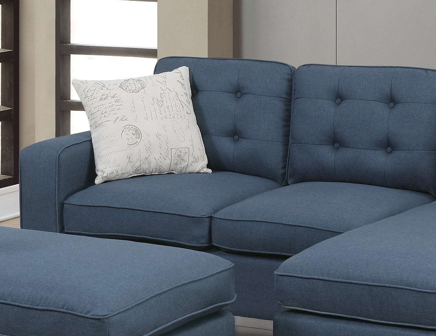 Reversible 3pc Sectional Sofa Chaise with Ottoman
