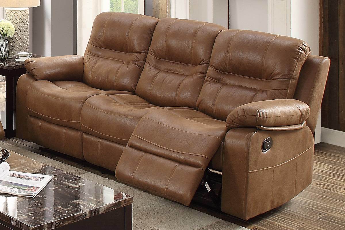 Motion Sofa Only Dark Brown Color Breathable Leatherette