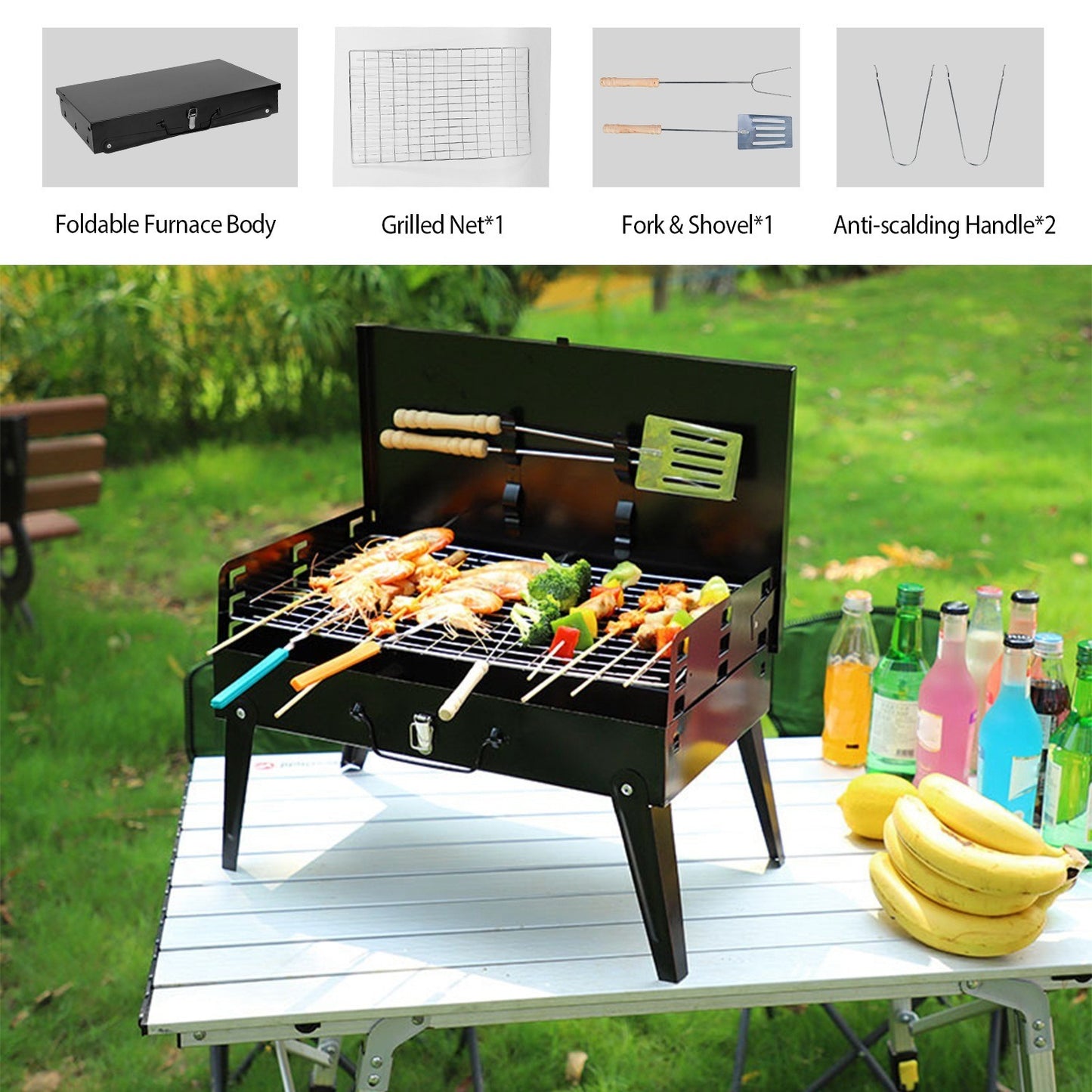 Portable Charcoal Grill for Outdoor Camping Picnics