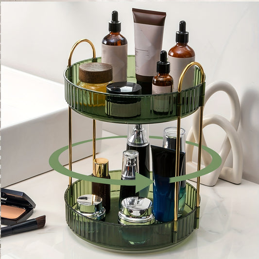360° Rotating Makeup Organizer - DIY Adjustable Carousel Spinning Holder Rack - Large Capacity Cosmetic Storage Box