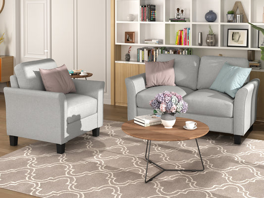 Living Room Furniture Armrest Single Sofa and Loveseat Sofa (Light Gray)