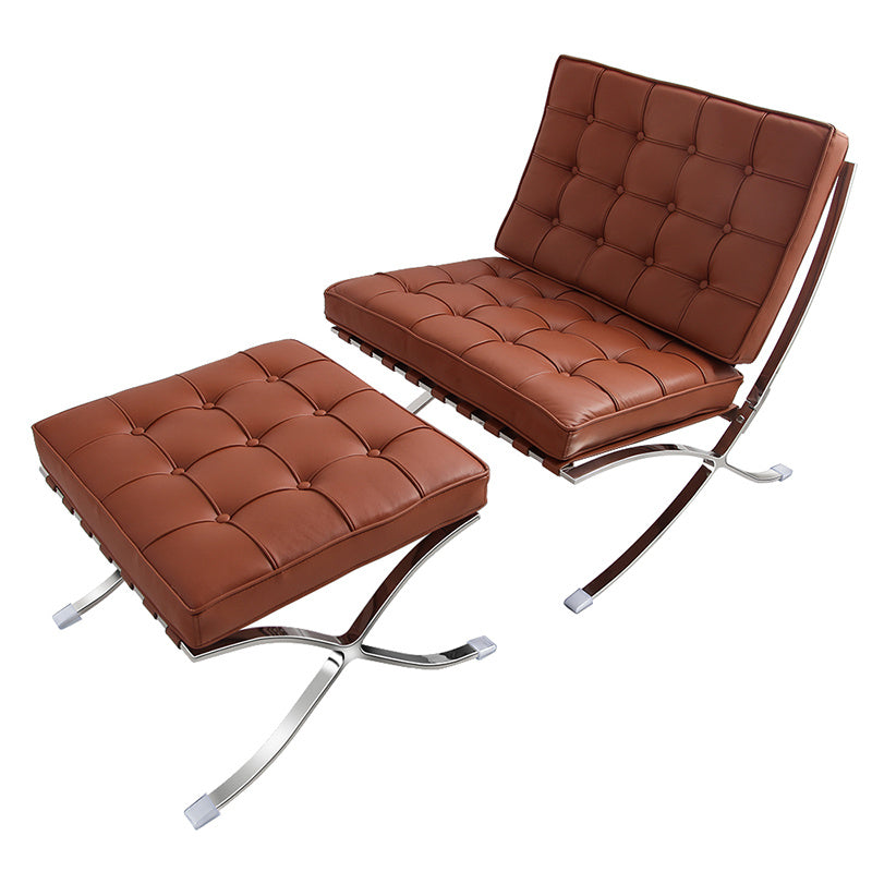 Barcelona Leather chair with ottoman