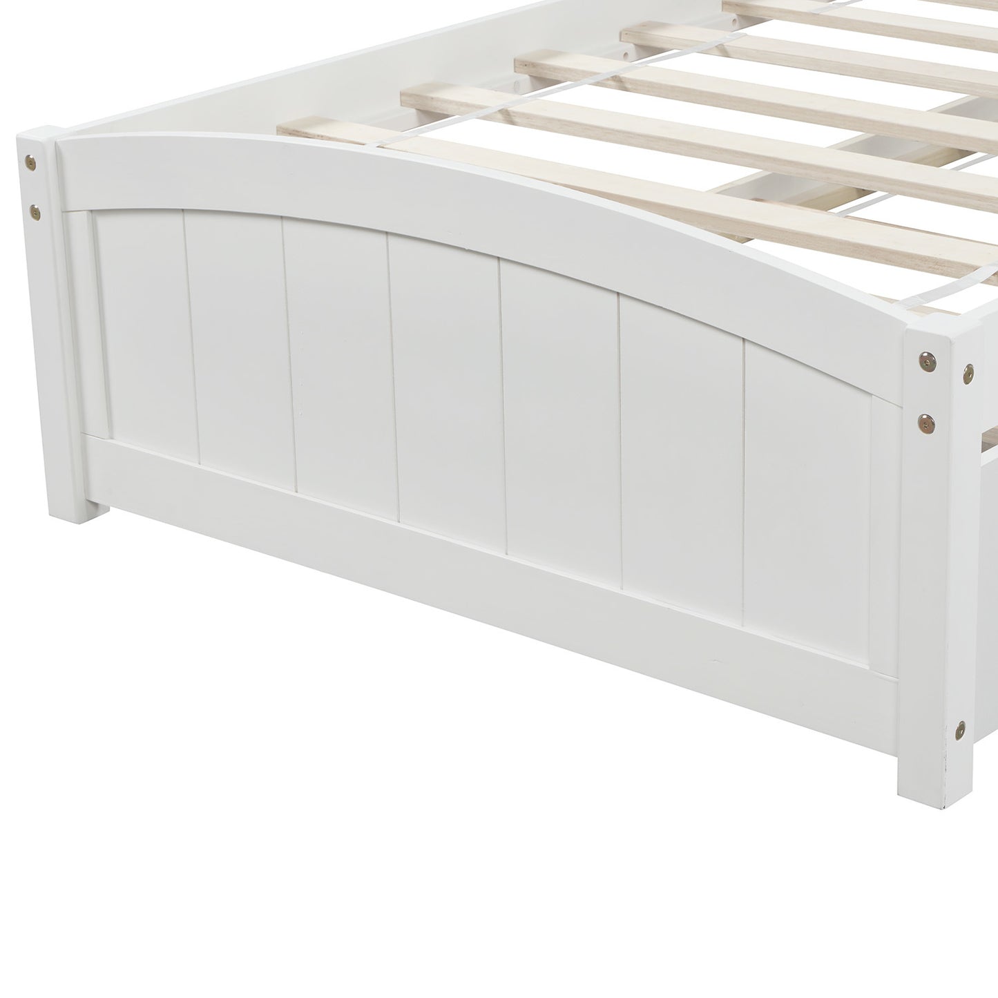 Twin size Platform Bed with Trundle; White