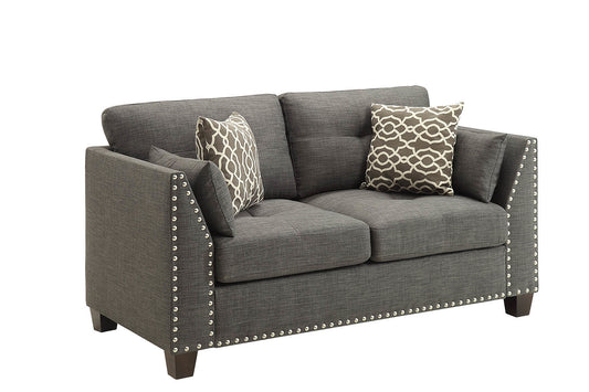 Laurissa Contemporary Linen Loveseat with Nailhead Trim