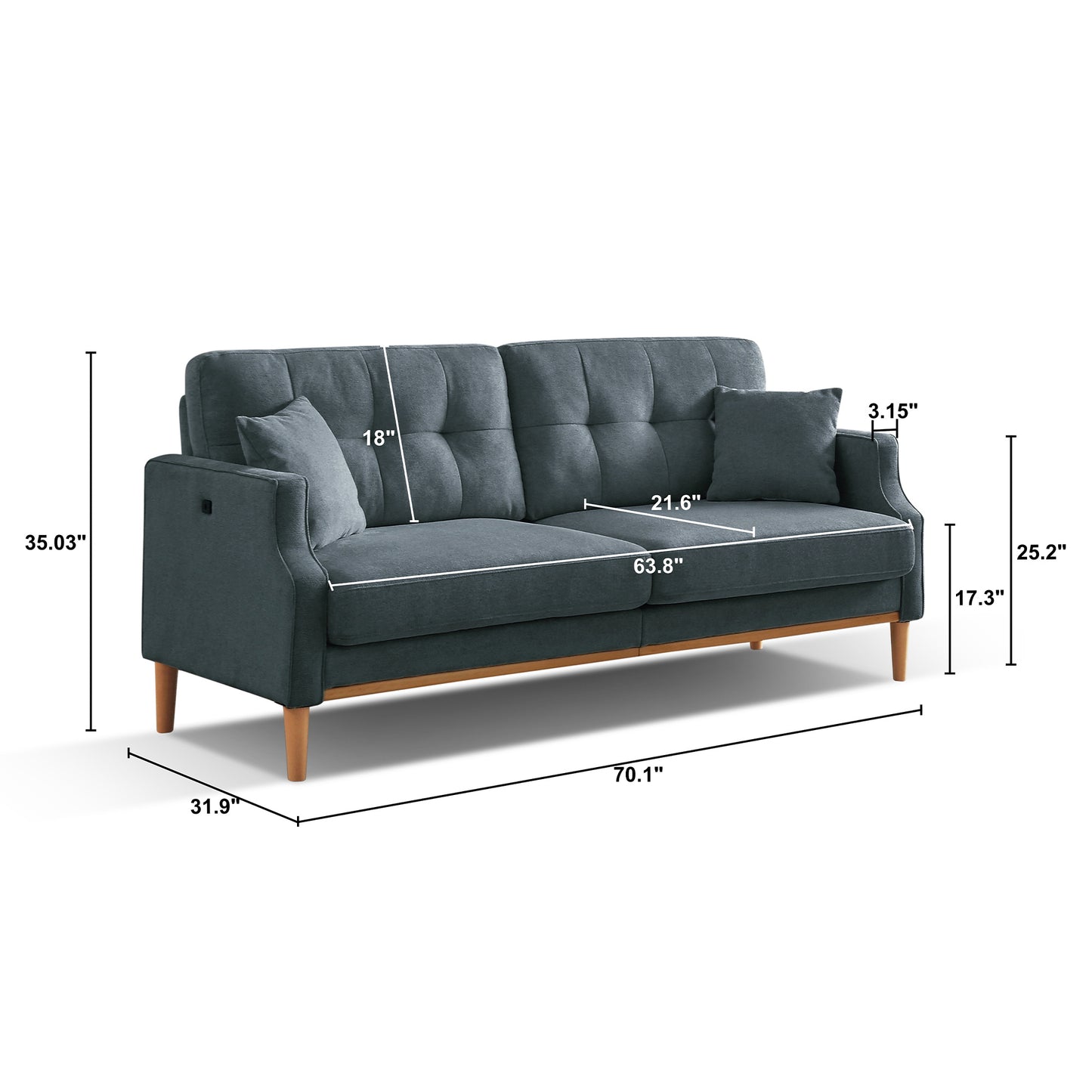 Living Space sofa 3-seater With USB Charge port