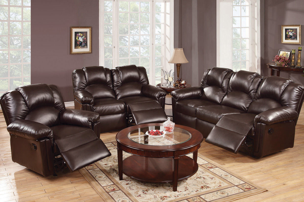 Motion Sofa 1pc Couch Living Room Furniture Brown Bonded Leather