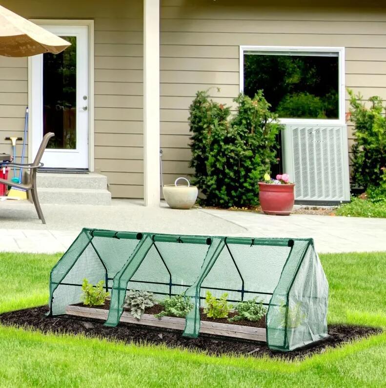 Portable Tunnel Greenhouse Outdoor Garden Mini Hot House with Zipper Doors & Water/UV Cover 9' L x 3' W x 3' H