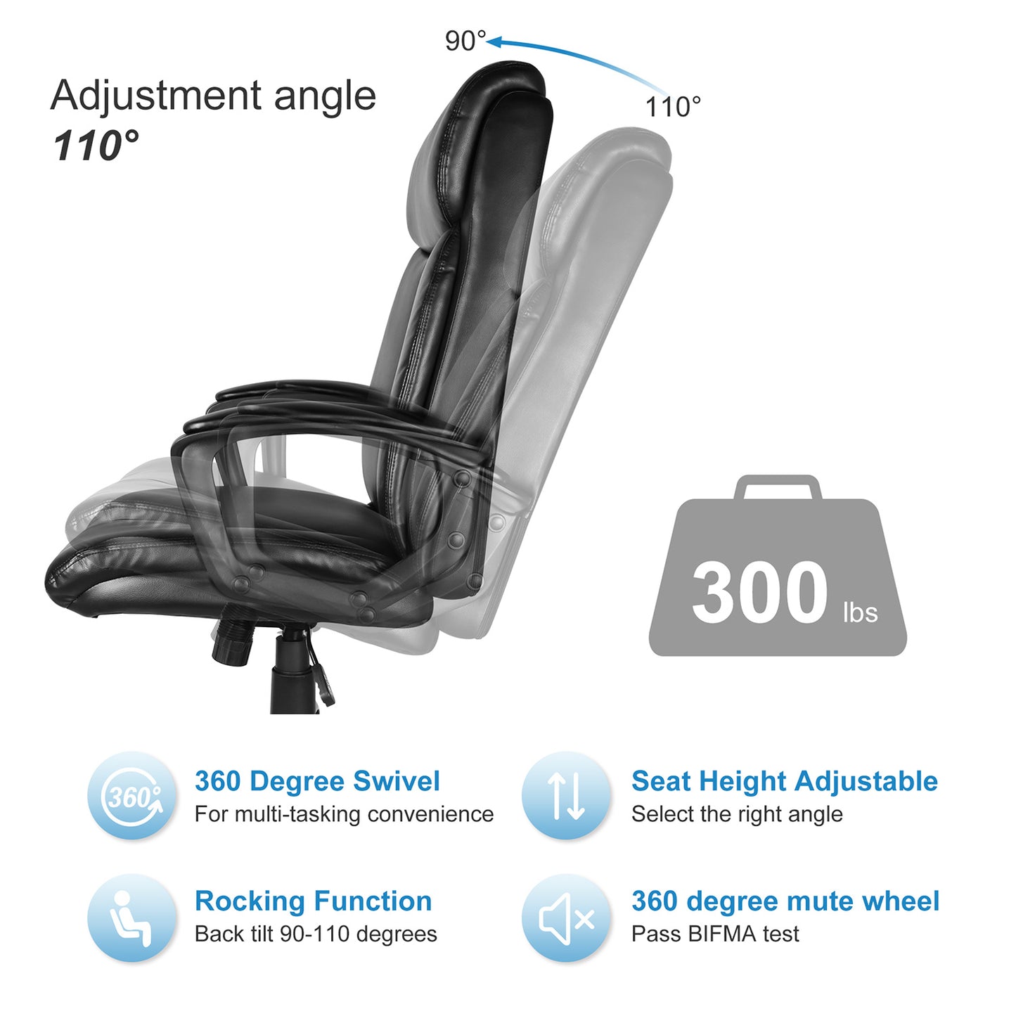 Padded Mid-Back Office Computer Desk Chair with Armrest